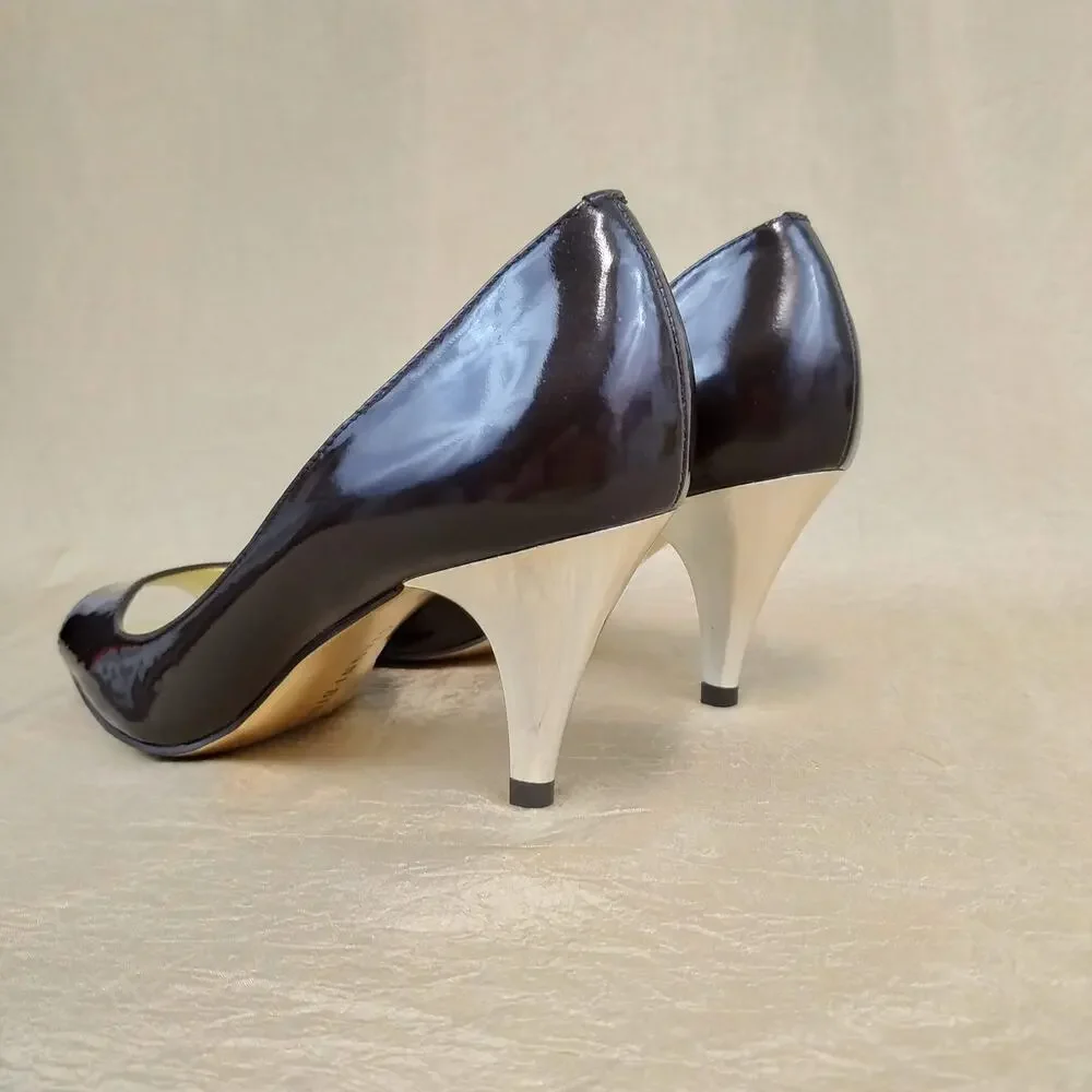 Gianni Bini Brown & Gold Open Toe Heels